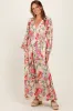 Beige Floral V-Neck Long Sleeve Maxi Dress sold by Pinkblush