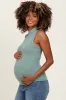 Light Olive Knit Mock Neck Sleeveless Maternity Top sold by Pinkblush