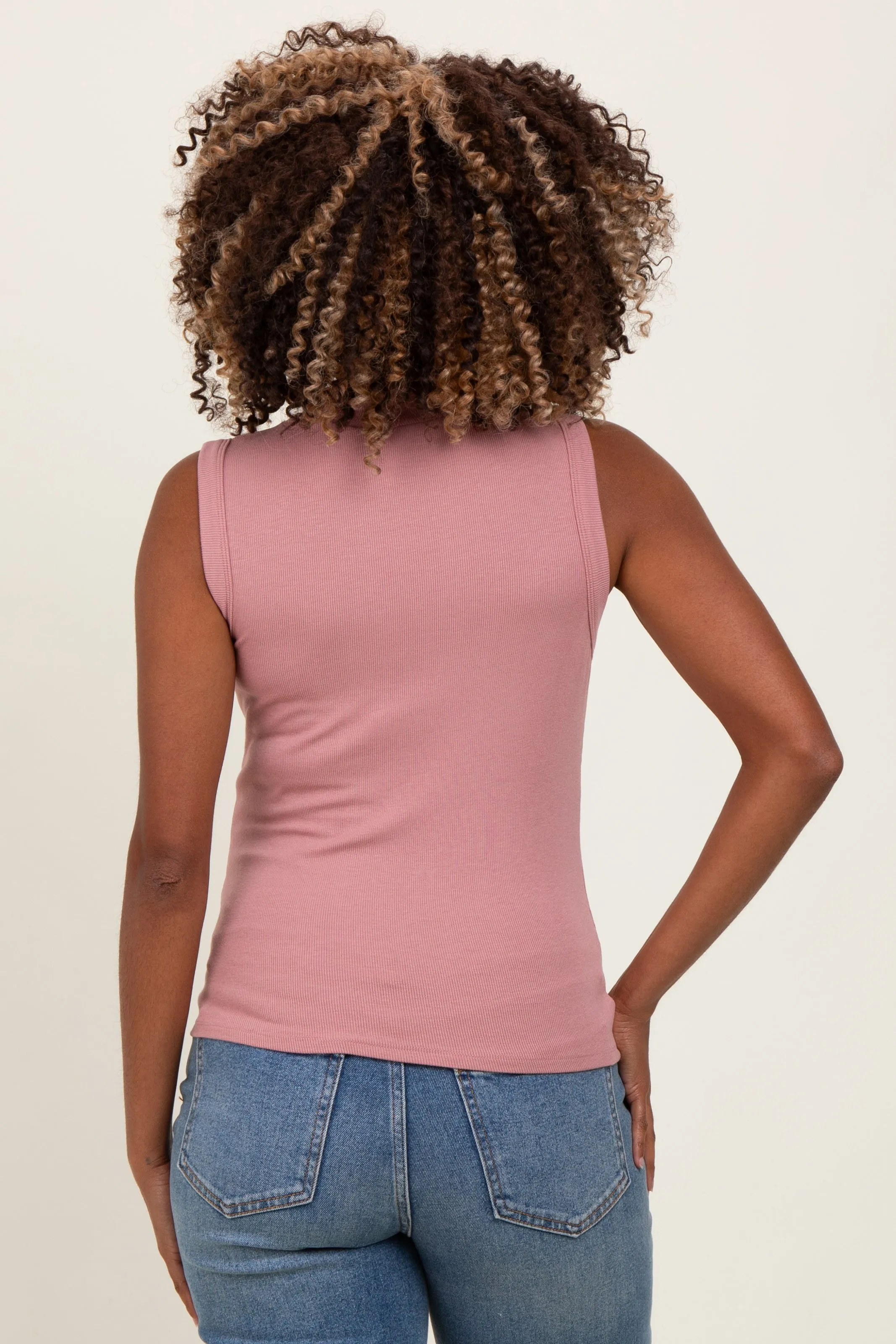 Peach Knit Mock Neck Sleeveless Maternity Top sold by Pinkblush product image thumbnail 3