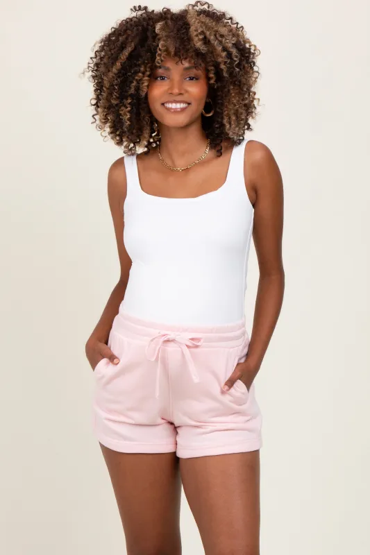 Light Pink Terry Maternity Shorts sold by Pinkblush