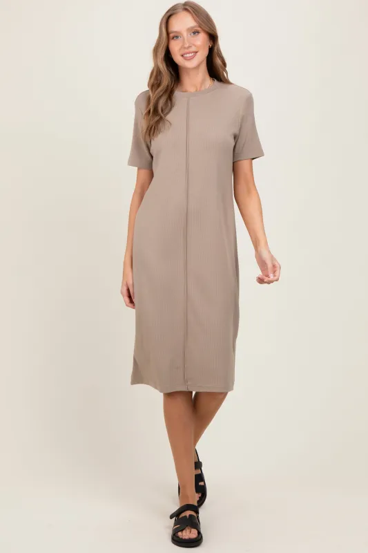 Taupe Soft Knit Short Sleeve Dress sold by Pinkblush