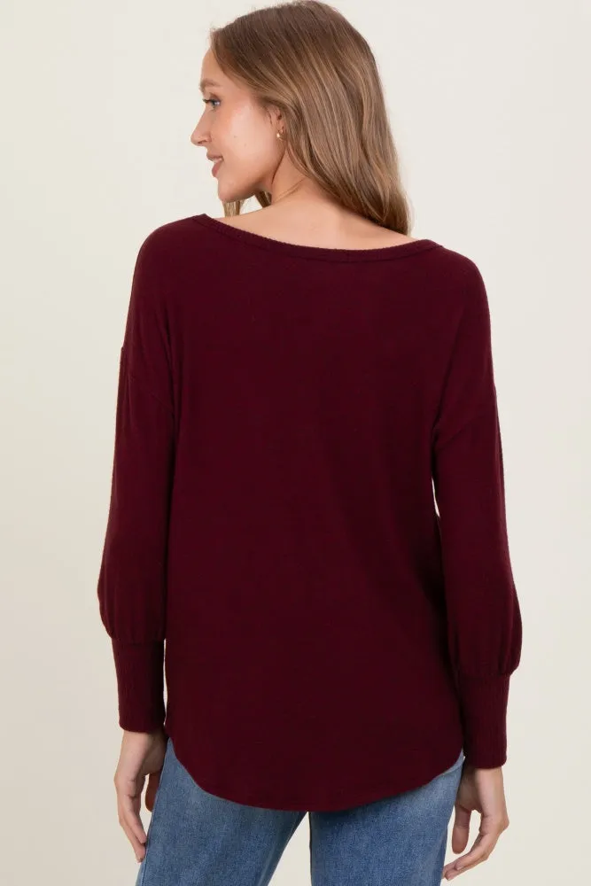 Burgundy Premium Basic Cuffed Loose Fit Top sold by Pinkblush product image thumbnail 4