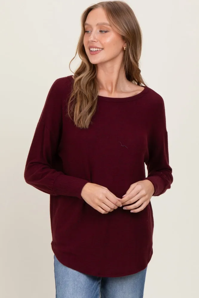 Burgundy Premium Basic Cuffed Loose Fit Top sold by Pinkblush product image thumbnail 2