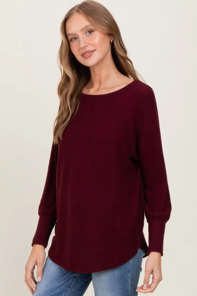 Burgundy Premium Basic Cuffed Loose Fit Top sold by Pinkblush product image thumbnail 3