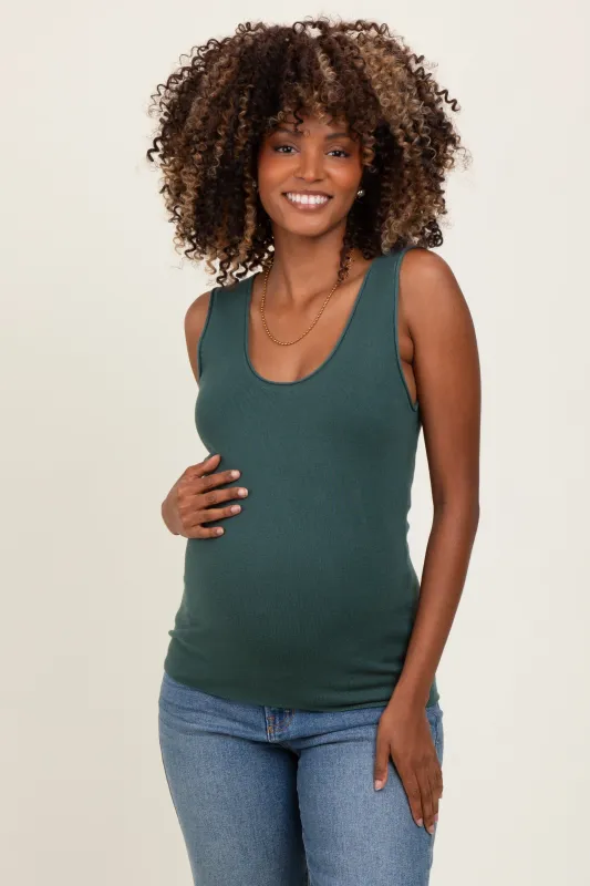 Forest Green Knit Maternity Sleeveless Top sold by Pinkblush