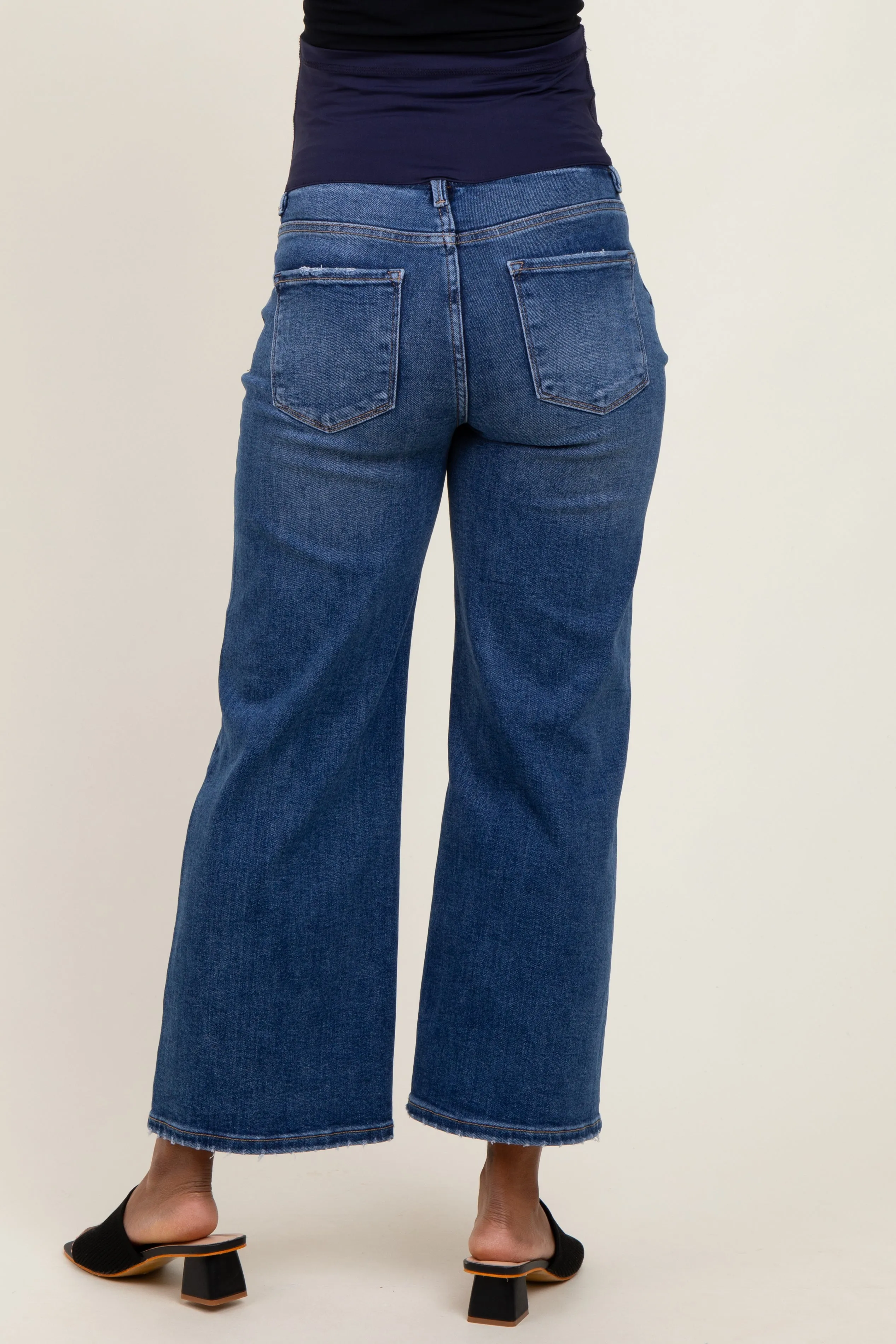 Navy Cropped Wide Leg Maternity Jeans sold by Pinkblush product image thumbnail 5