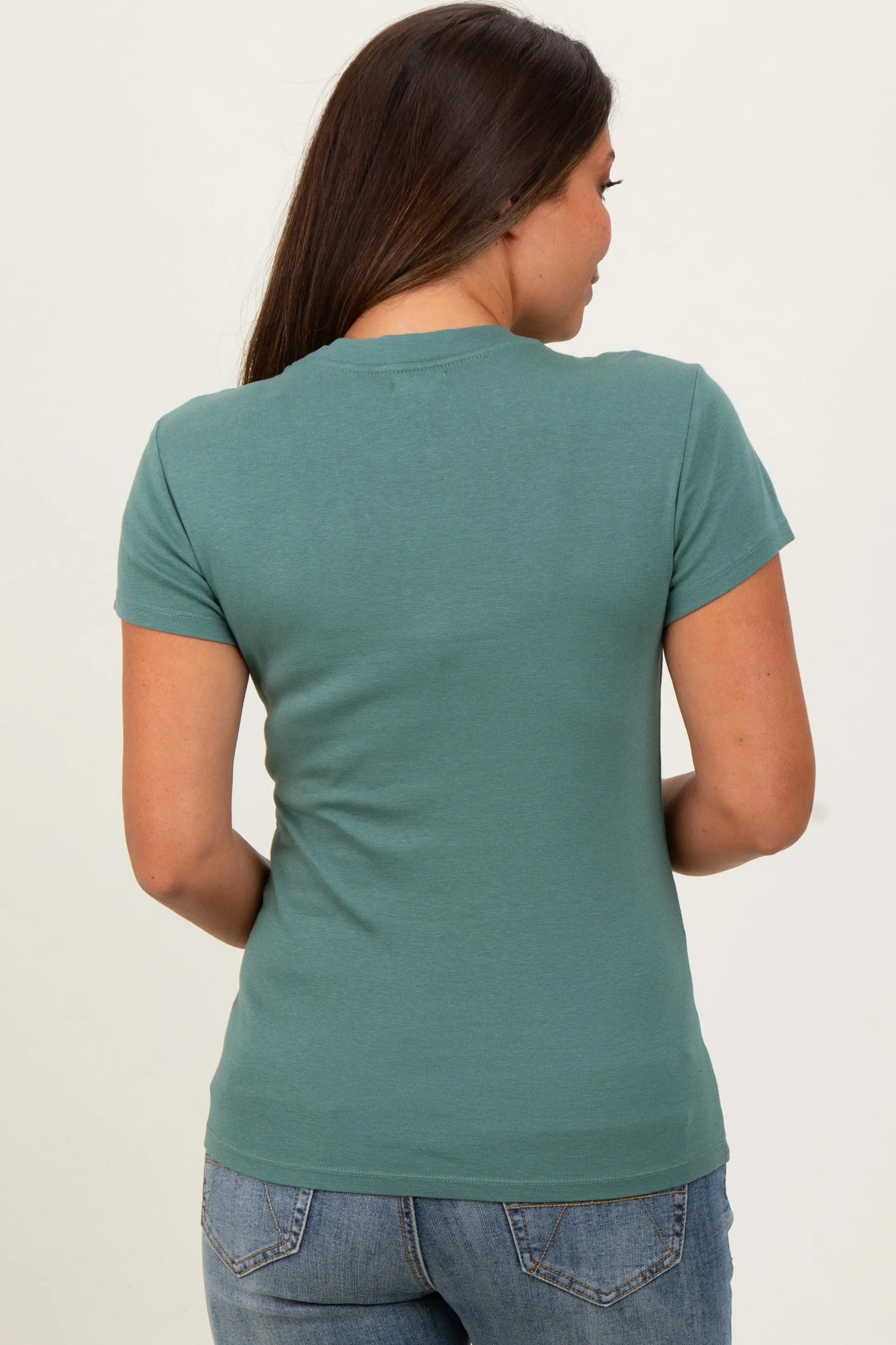 Light Olive Classic Crewneck Maternity T-Shirt sold by Pinkblush product image thumbnail 3