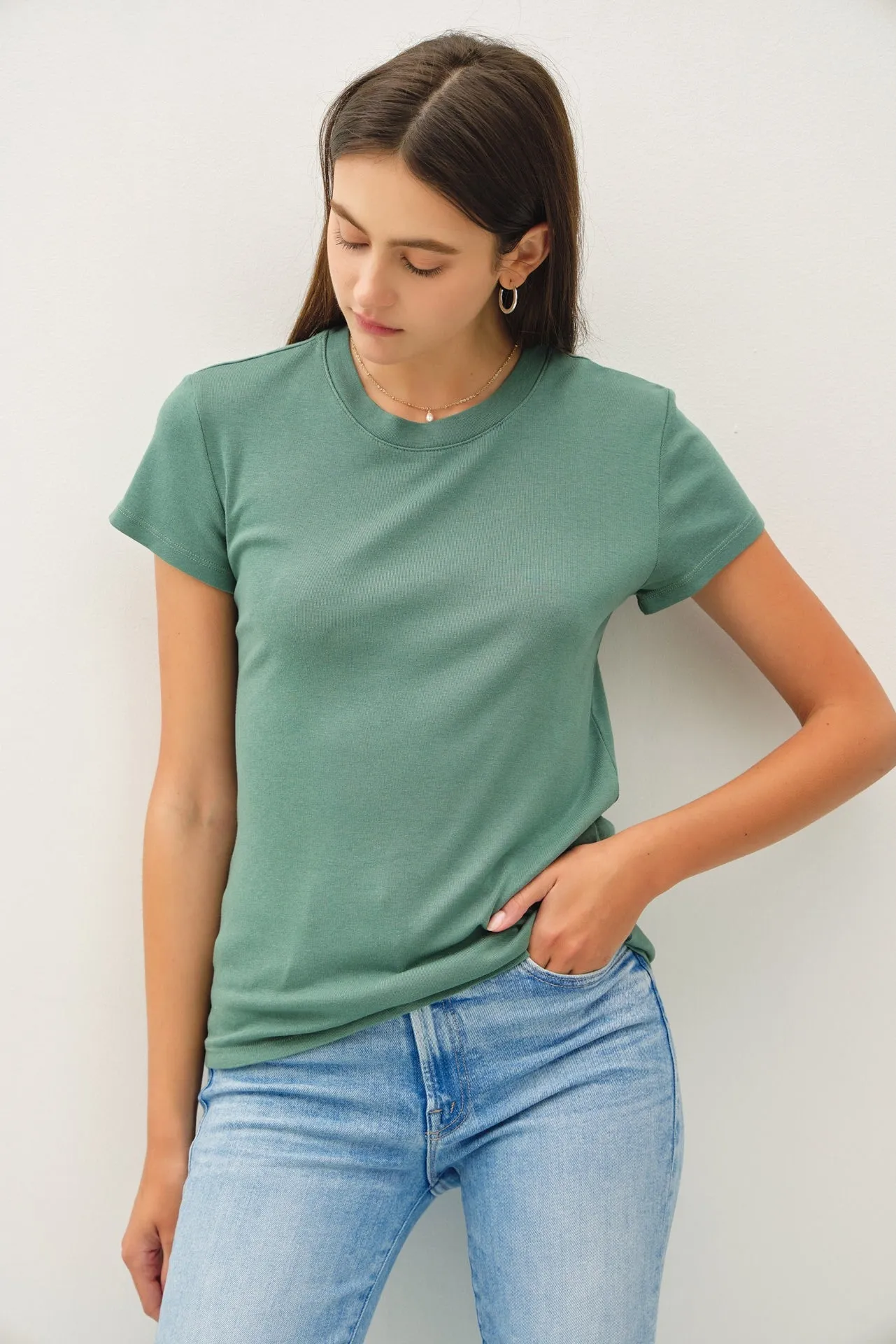 Light Olive Classic Crewneck Maternity T-Shirt sold by Pinkblush product image thumbnail 4