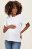 White Ruffle Trim Short Sleeve Maternity T-Shirt sold by Pinkblush