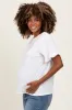 White Ruffle Trim Short Sleeve Maternity T-Shirt sold by Pinkblush