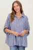 Blue Striped Collared Oversized Top sold by Pinkblush