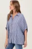 Blue Striped Collared Oversized Top sold by Pinkblush