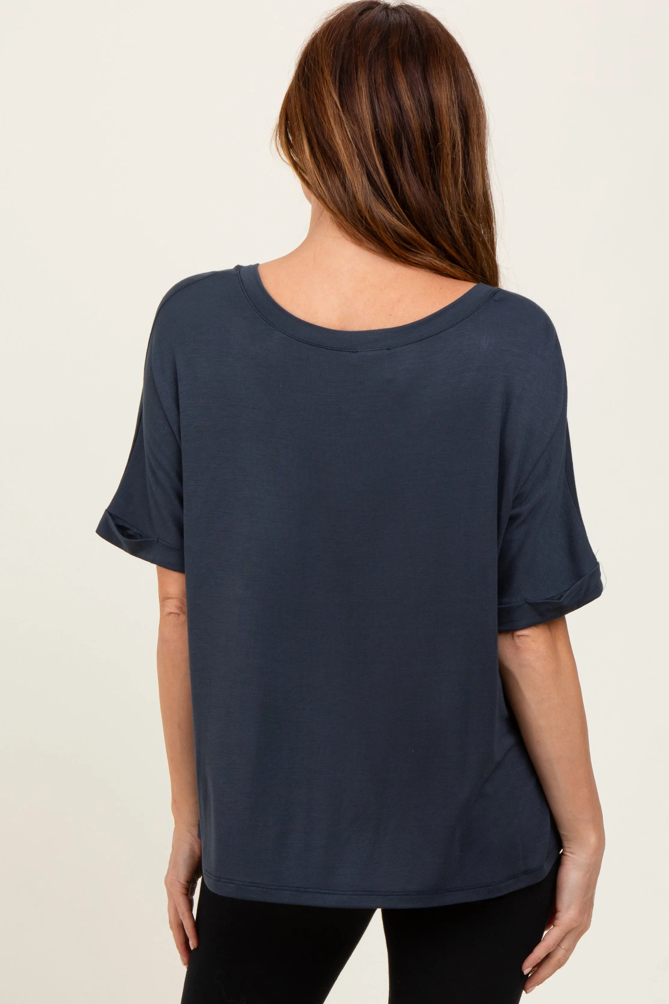 Charcoal Oversized V-Neck Front Pocket T-Shirt sold by Pinkblush product image thumbnail 4
