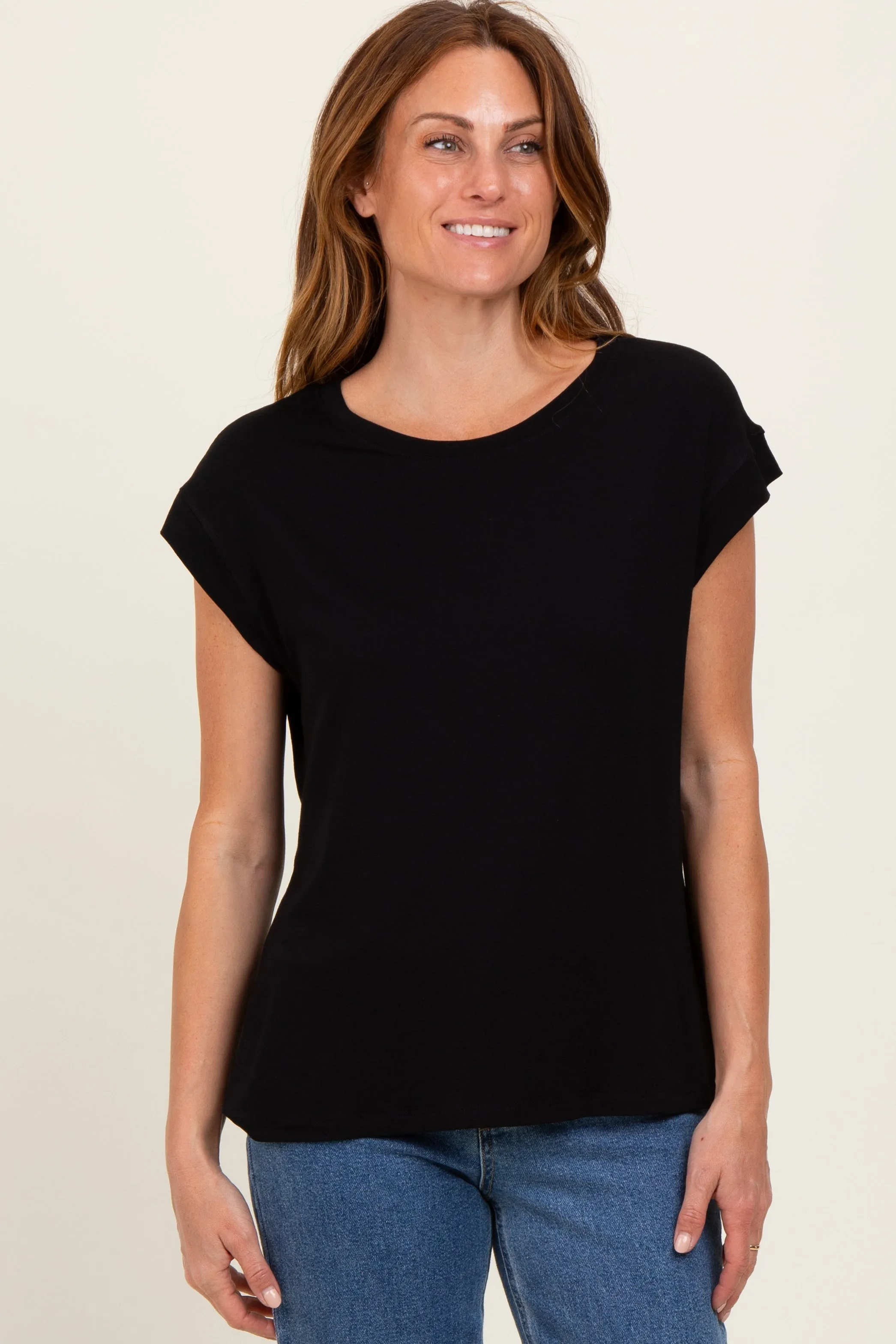 Black Crew Neck Muscle Tee sold by Pinkblush product image thumbnail 2