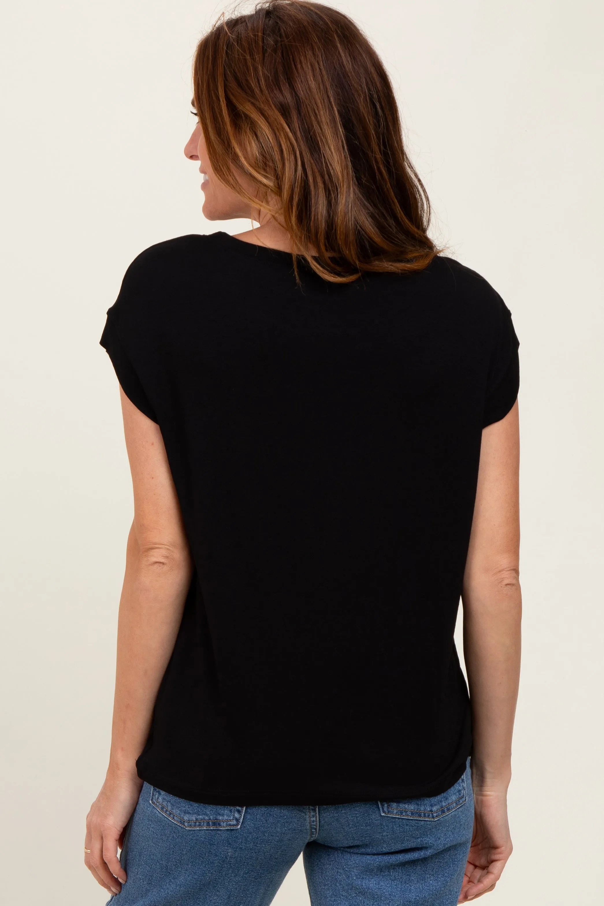 Black Crew Neck Muscle Tee sold by Pinkblush product image thumbnail 4