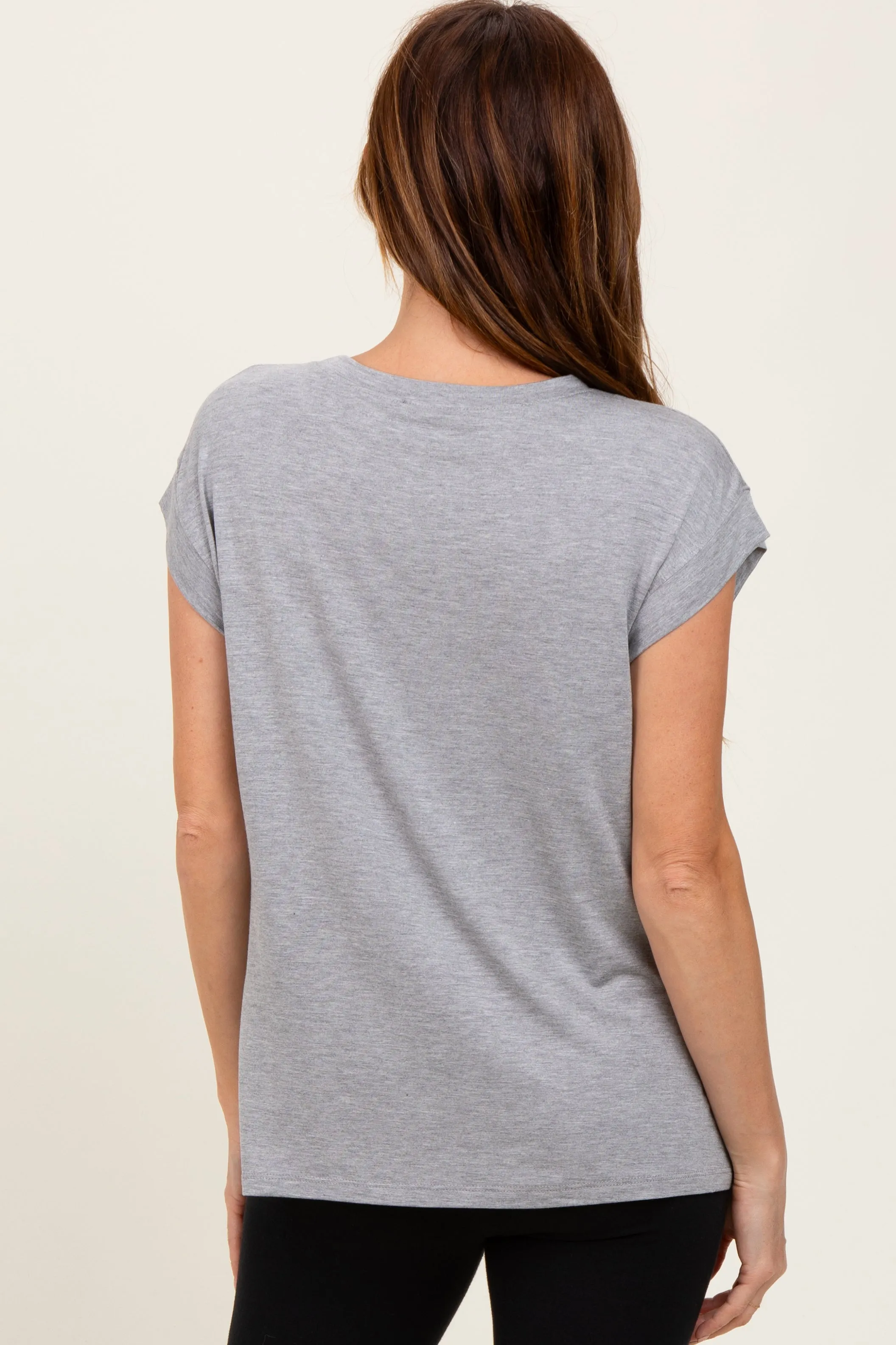 Heather Grey Crew Neck Muscle Tee sold by Pinkblush product image thumbnail 4