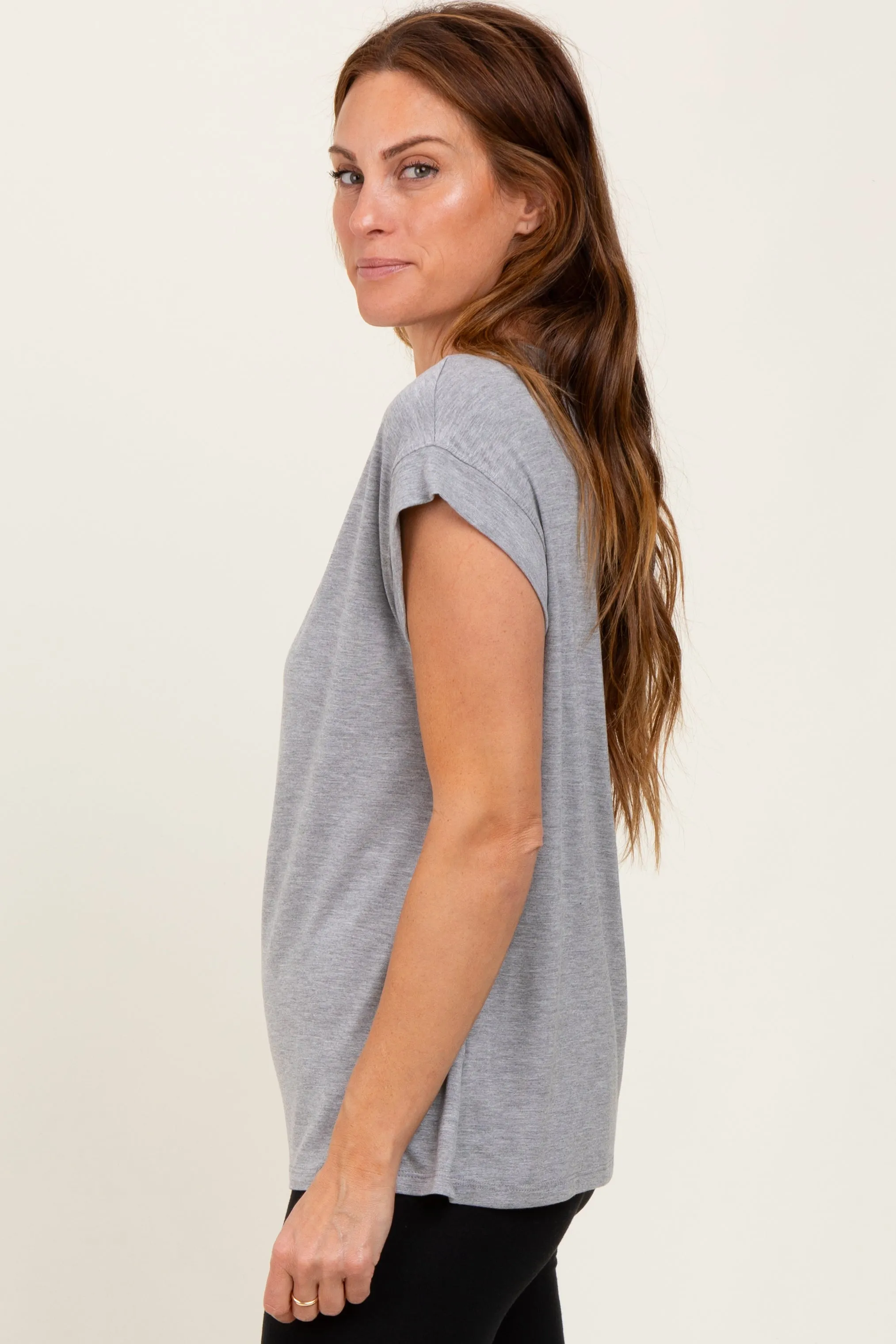 Heather Grey Crew Neck Muscle Tee sold by Pinkblush product image thumbnail 3