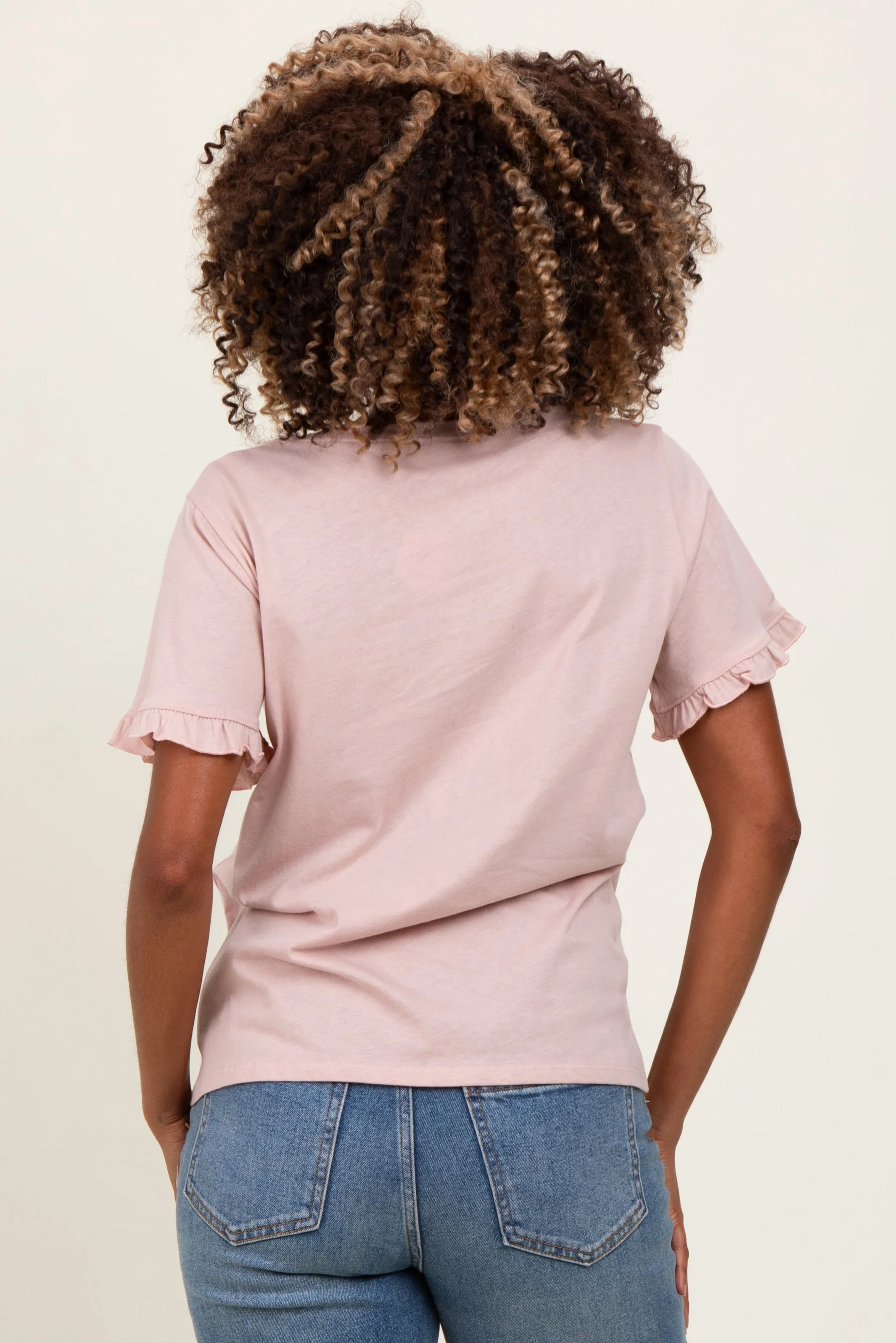 Pink Ruffle Trim Short Sleeve Maternity T-Shirt sold by Pinkblush product image thumbnail 4