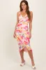 Pink Floral Ruched Tulip Hem Midi Dress sold by Pinkblush