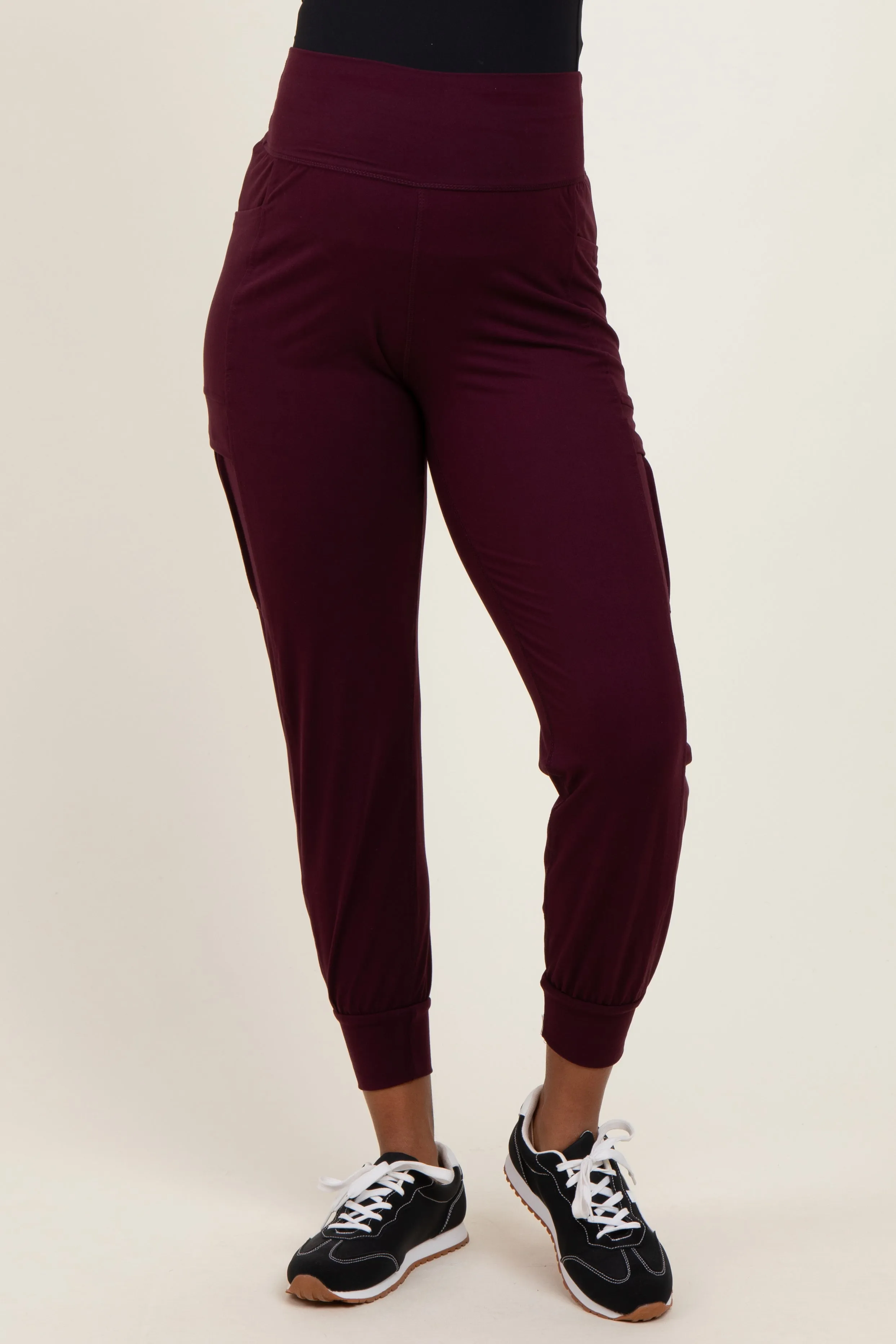 Burgundy Cargo Pocket Maternity Jogger Pants sold by Pinkblush product image thumbnail 2