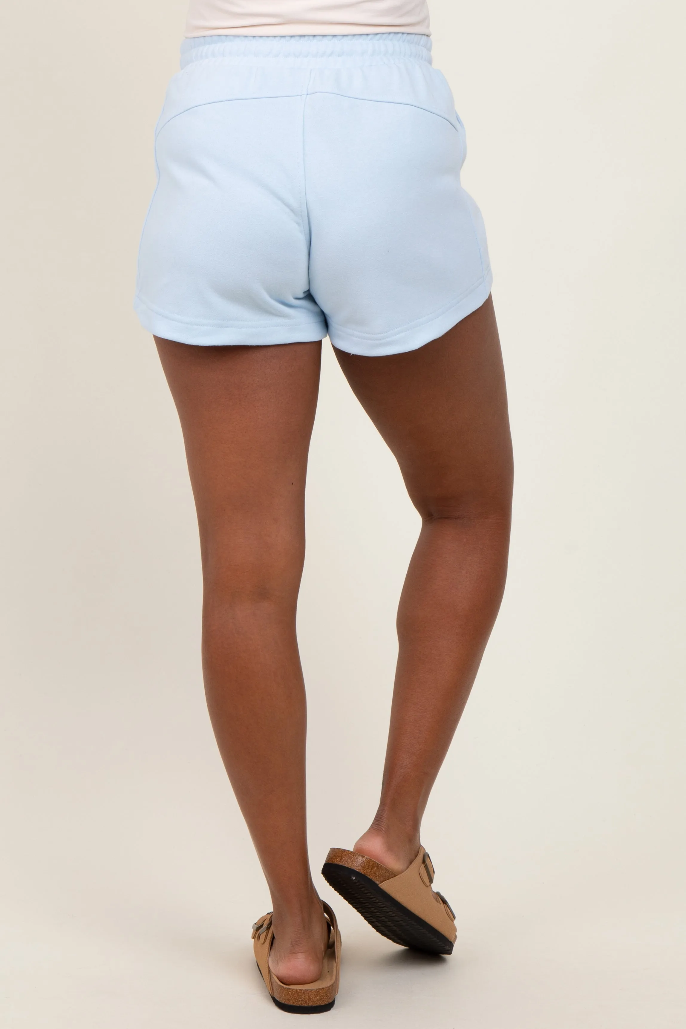 Light Blue Terry Maternity Shorts sold by Pinkblush product image thumbnail 5
