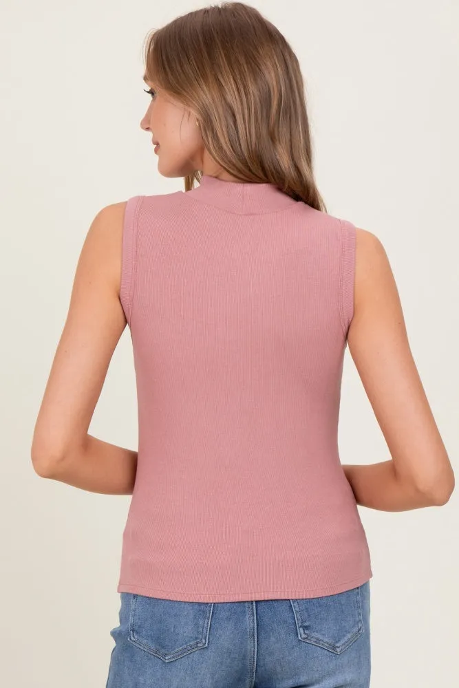 Peach Knit Mock Neck Sleeveless Top sold by Pinkblush product image thumbnail 4