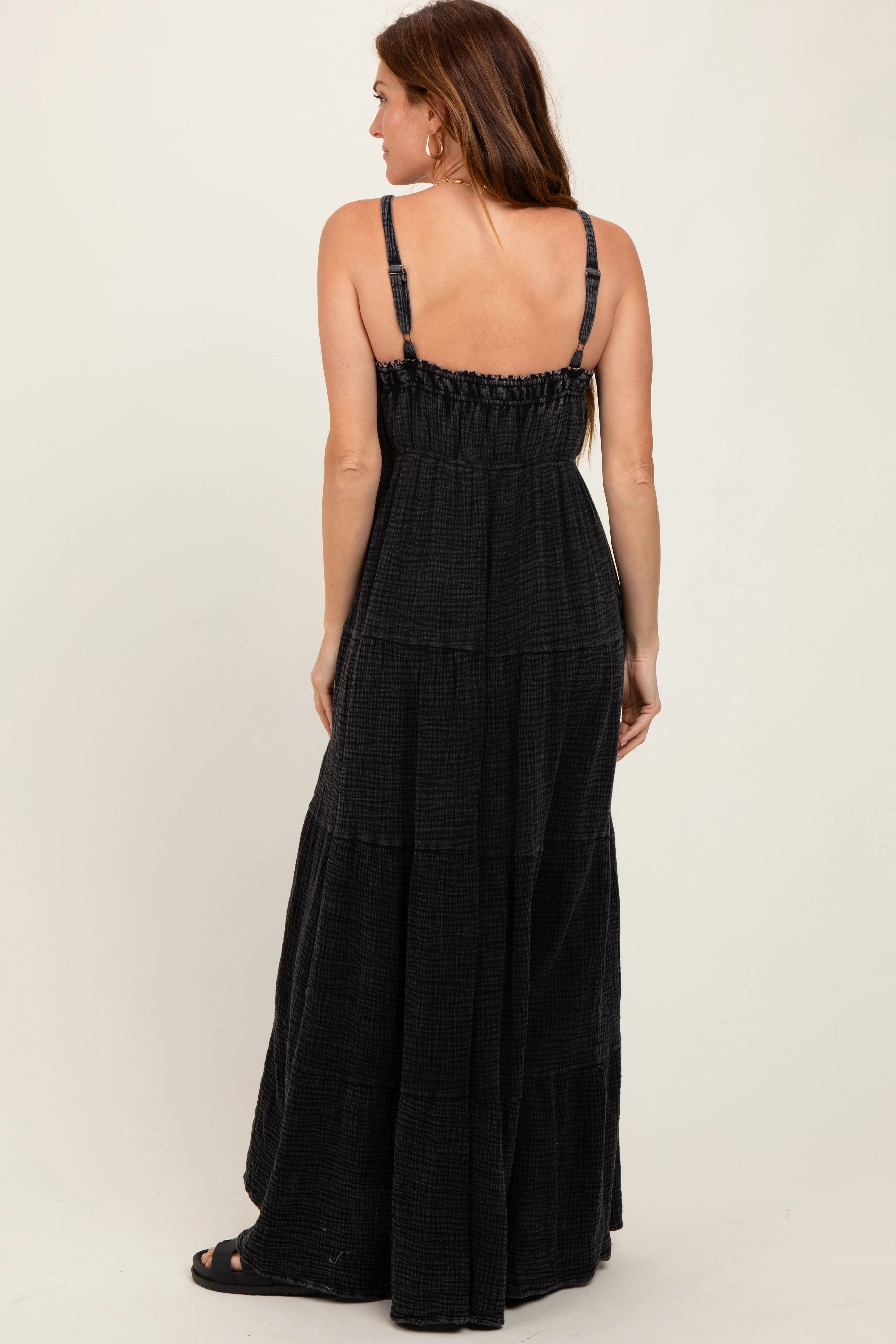 Black Tiered Sleeveless Maxi Dress sold by Pinkblush product image thumbnail 4