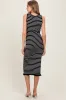 Black Striped Knit Sleeveless Ruffle Hem Midi Dress sold by Pinkblush