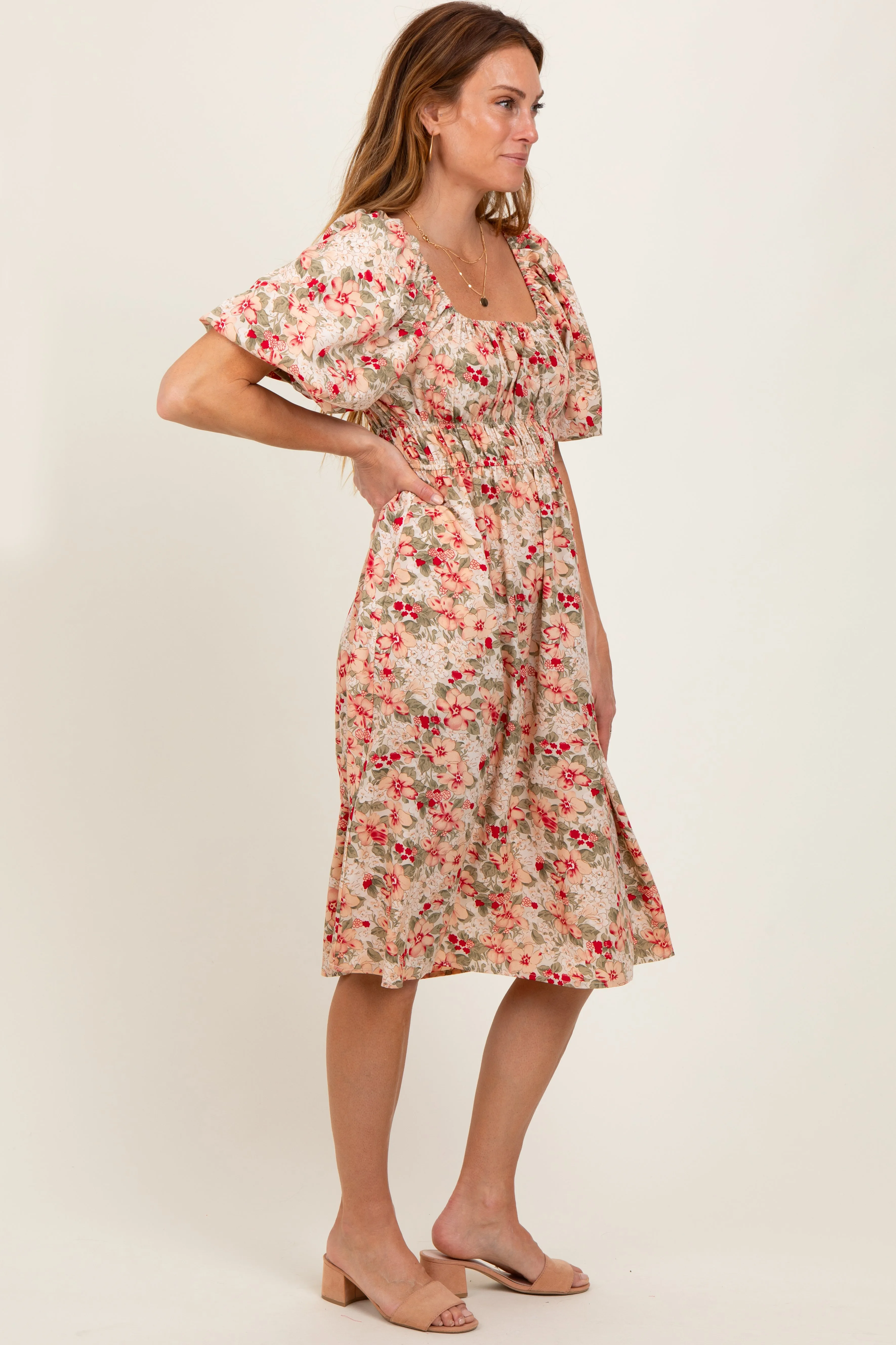 Cream Multi Printed Floral Maxi Dress sold by Pinkblush product image thumbnail 3