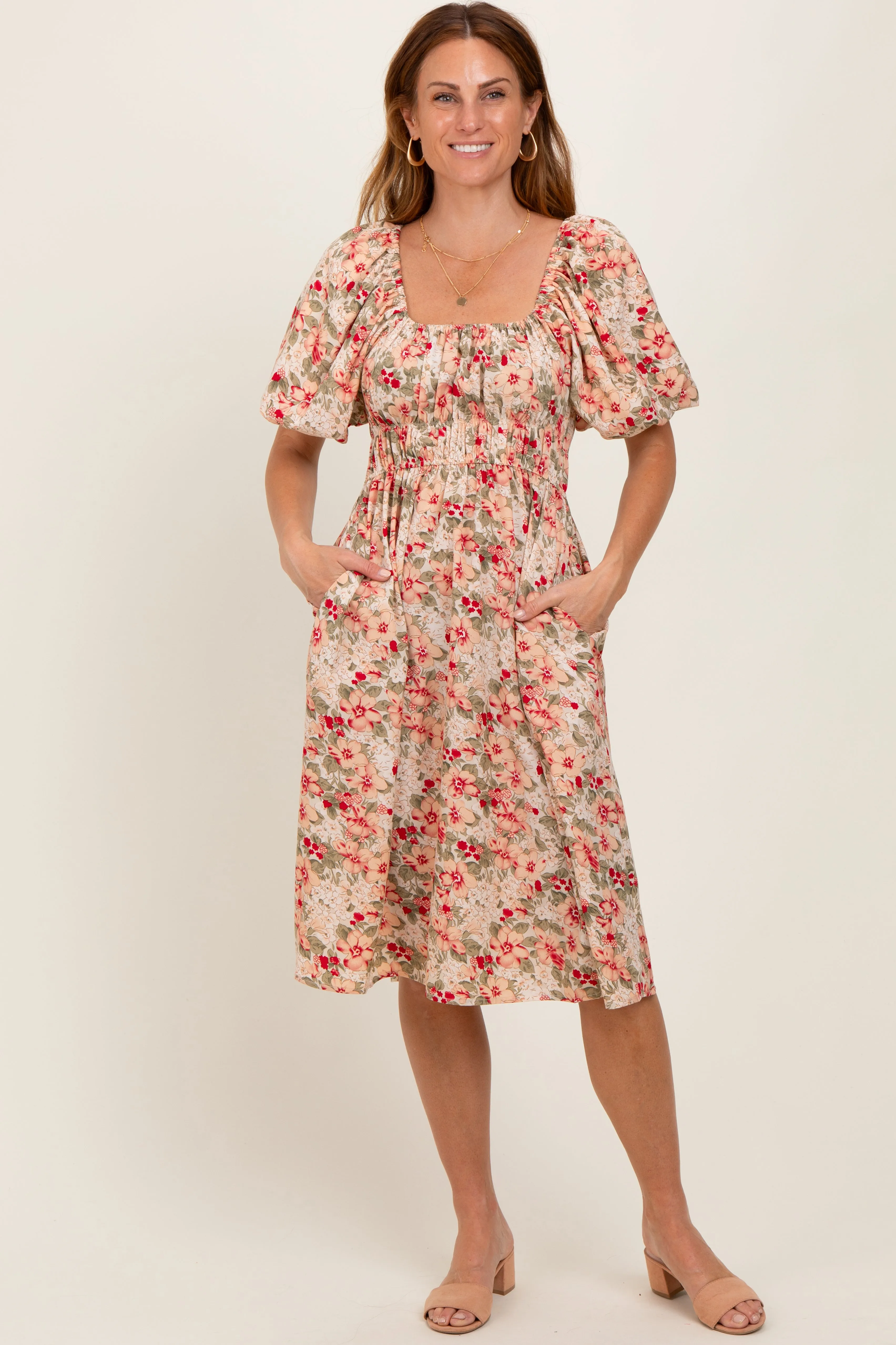 Cream Multi Printed Floral Maxi Dress sold by Pinkblush product image thumbnail 2