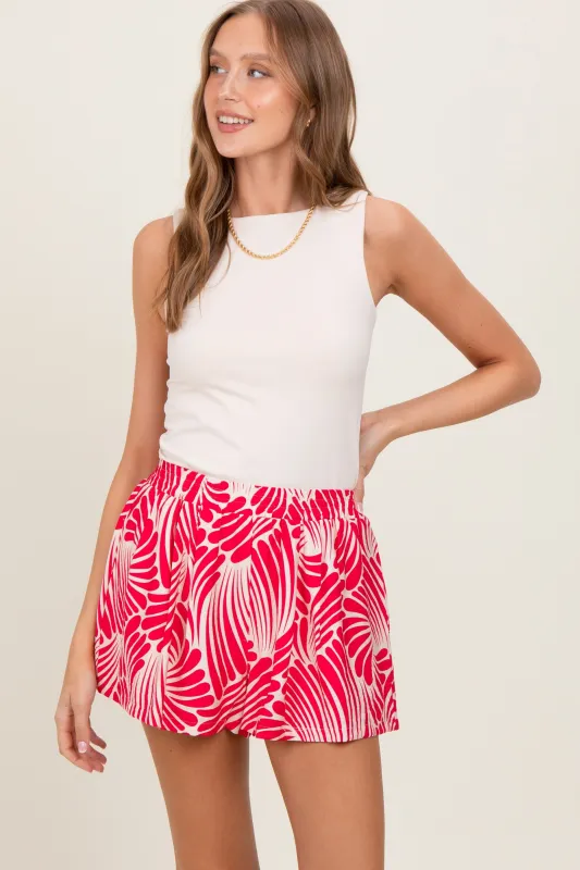 Fuchsia Printed Elastic Waist Band Shorts sold by Pinkblush