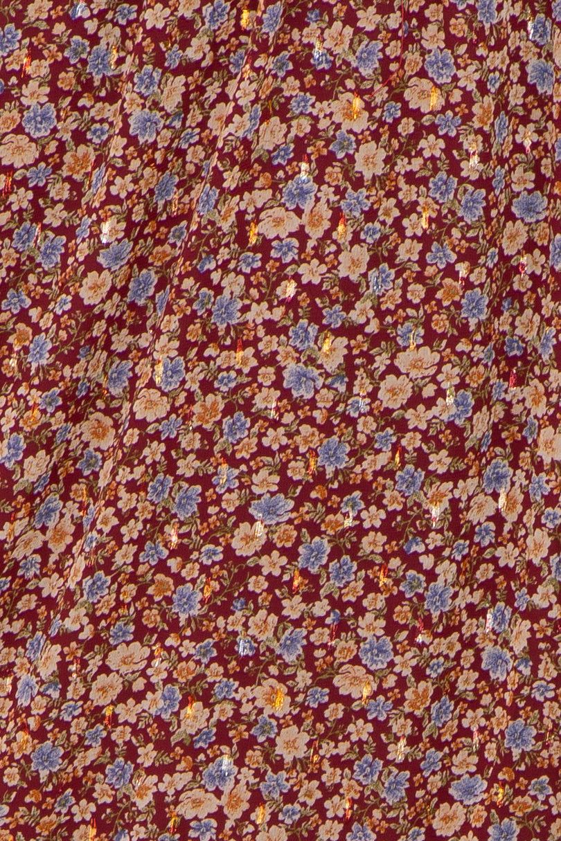 Floral Burgundy Ruffle Accent Midi Dress sold by Pinkblush product image thumbnail 4