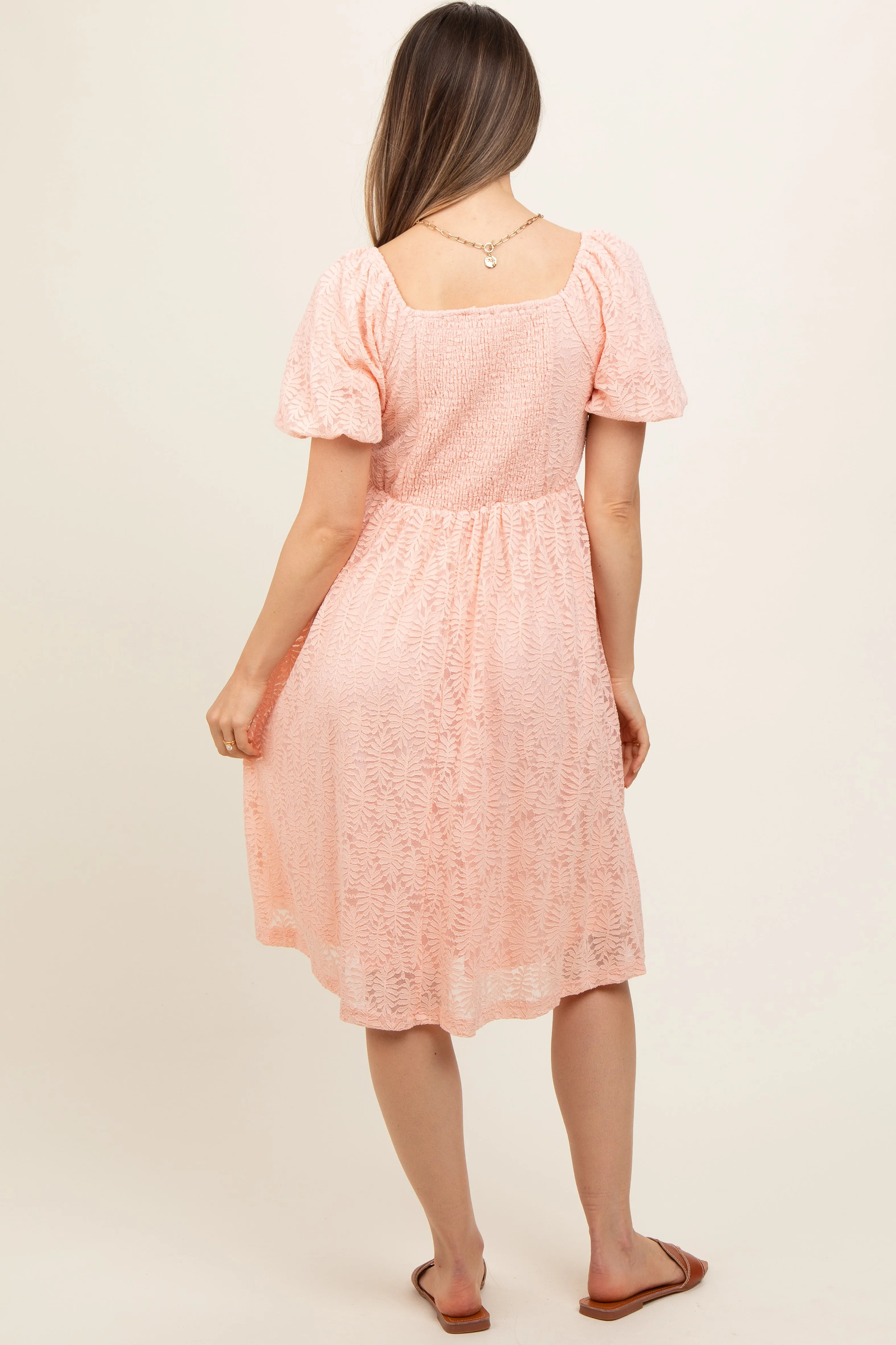 Peach Lace Square Neck Maternity Dress sold by Pinkblush product image thumbnail 4