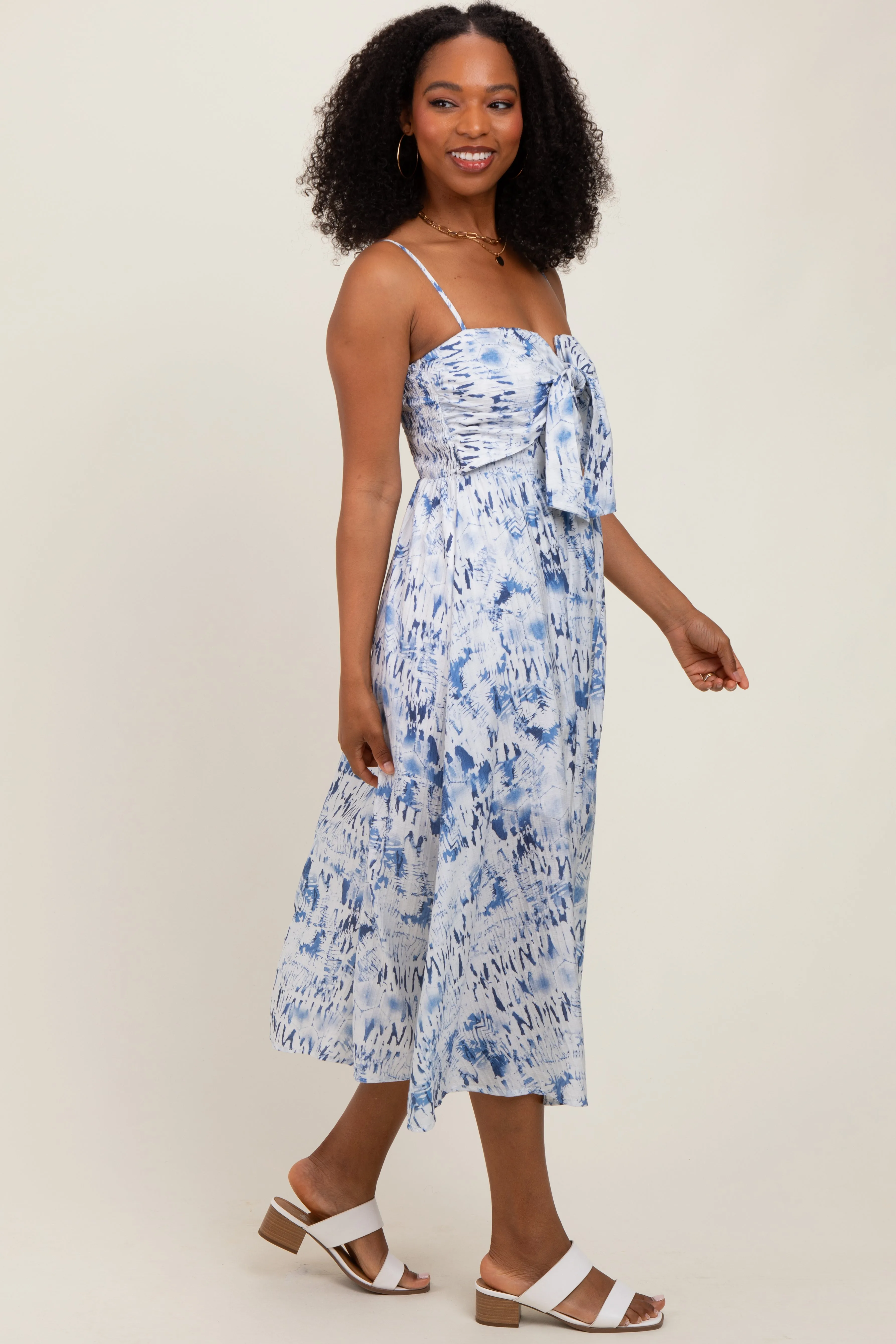 Blue Adjustable Strap Tie Front Midi Dress sold by Pinkblush product image thumbnail 3