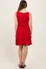 Red Boat Neck Sleeveless Side Tie Maternity Mini Dress sold by Pinkblush