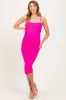 Fuchsia Ruched Mesh Sleeveless Maternity Midi Dress sold by Pinkblush