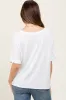 White Oversized V-Neck Front Pocket Maternity T-Shirt sold by Pinkblush
