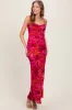 Magenta Floral Back Cutout Midi Dress sold by Pinkblush