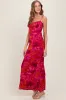 Magenta Floral Back Cutout Midi Dress sold by Pinkblush