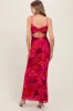 Magenta Floral Back Cutout Midi Dress sold by Pinkblush