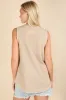 Beige Raw Hem Button Detail Sleeveless Top sold by Pinkblush