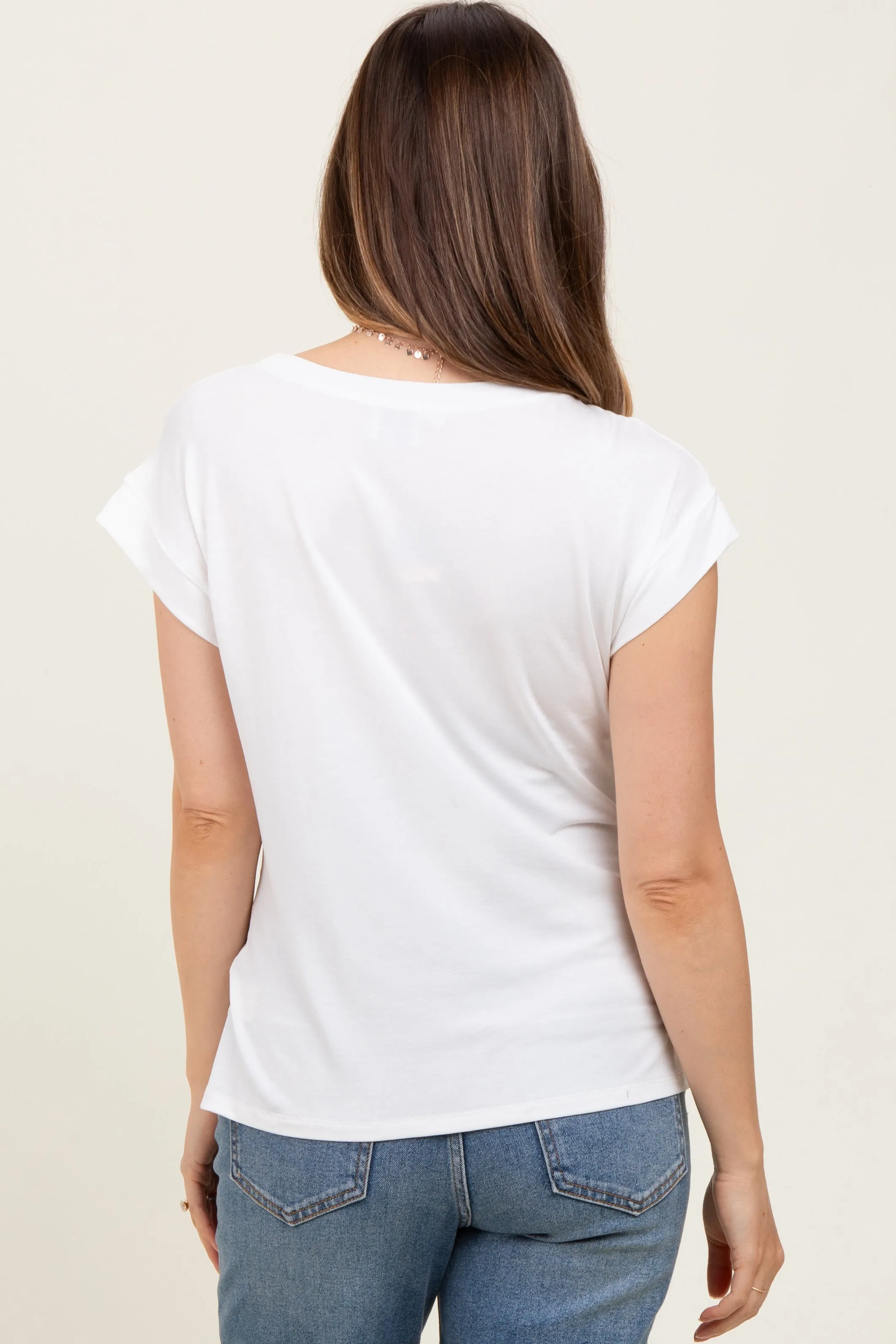 White Crew Neck Maternity Muscle Tee sold by Pinkblush product image thumbnail 4