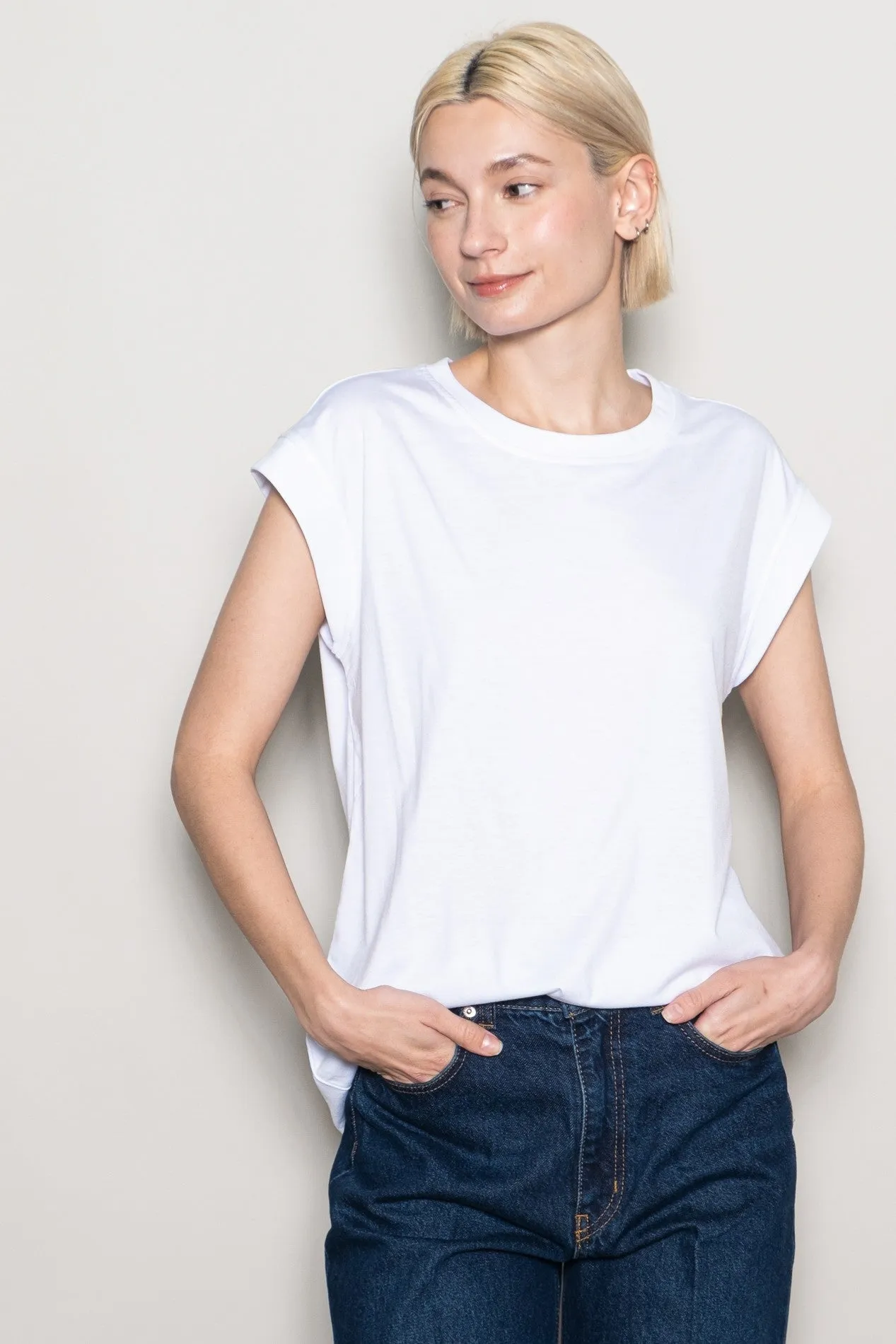 White Crew Neck Maternity Muscle Tee sold by Pinkblush product image thumbnail 5