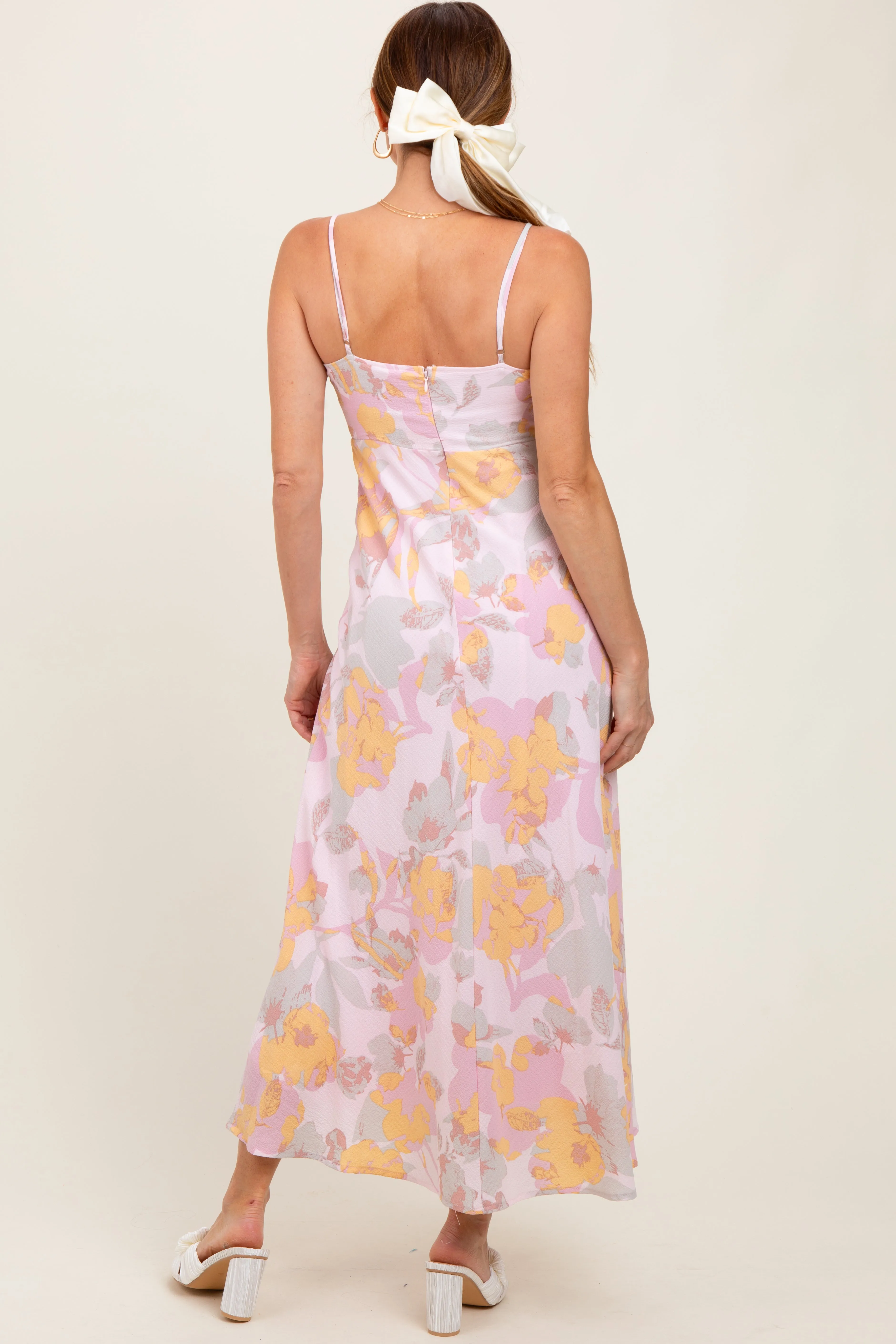 Light Pink Floral Keyhole Detail Maxi Dress sold by Pinkblush product image thumbnail 3