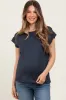Charcoal Crew Neck Maternity Muscle Tee sold by Pinkblush