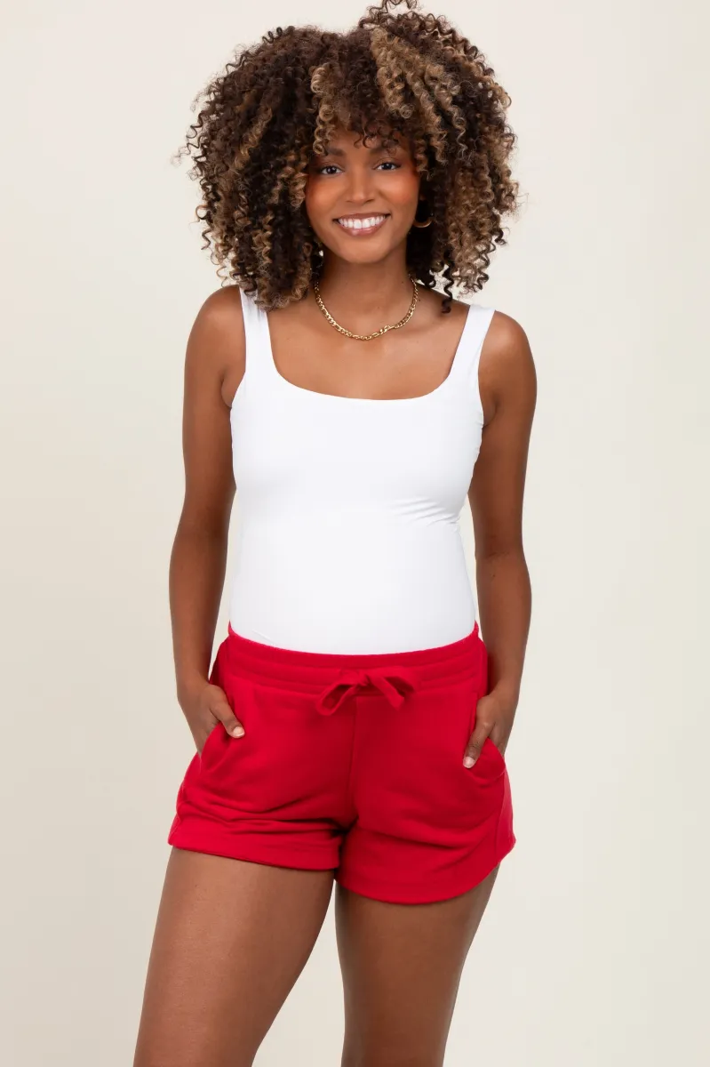 Red Terry Maternity Shorts sold by Pinkblush