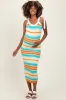Light Teal Colorblock Stripe Shoulder Tie Maternity Midi Dress sold by Pinkblush