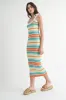 Light Teal Colorblock Stripe Shoulder Tie Maternity Midi Dress sold by Pinkblush