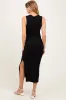 Black Mock Neck Side Slit Maternity Midi Dress sold by Pinkblush
