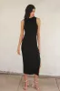 Black Mock Neck Side Slit Maternity Midi Dress sold by Pinkblush